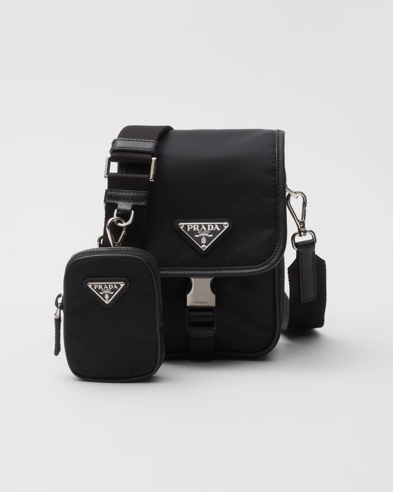 Sac porté épaule en Re-Nylon et cuir Saffiano – vue 1