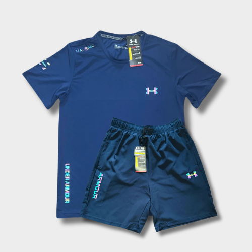 Ensemble short/t-shirt Under Fluo Bleu – vue 1