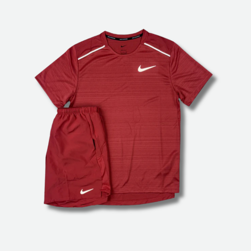 Ensemble short/t-shirt running Rouge – vue 1