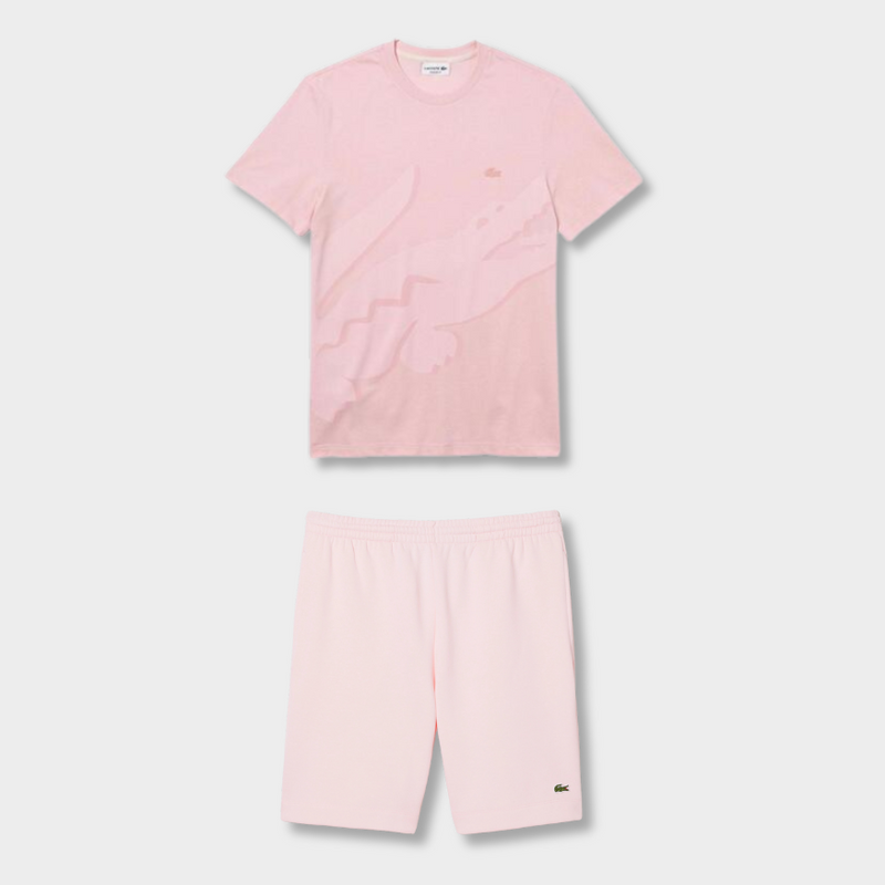 Ensemble short/t-shirt Lacoste Rose – vue 1