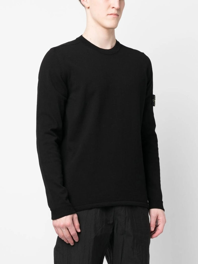 Stone Island Pull Col Rond Noir – vue 2