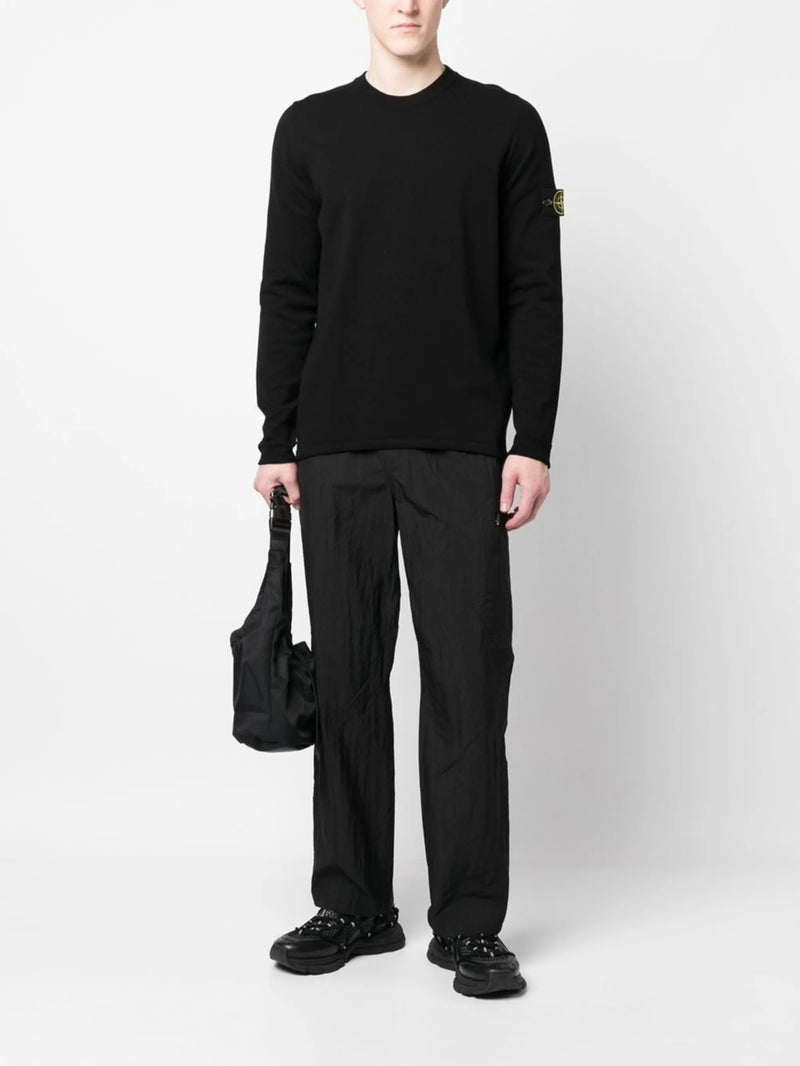 Stone Island Pull Col Rond Noir – vue 3