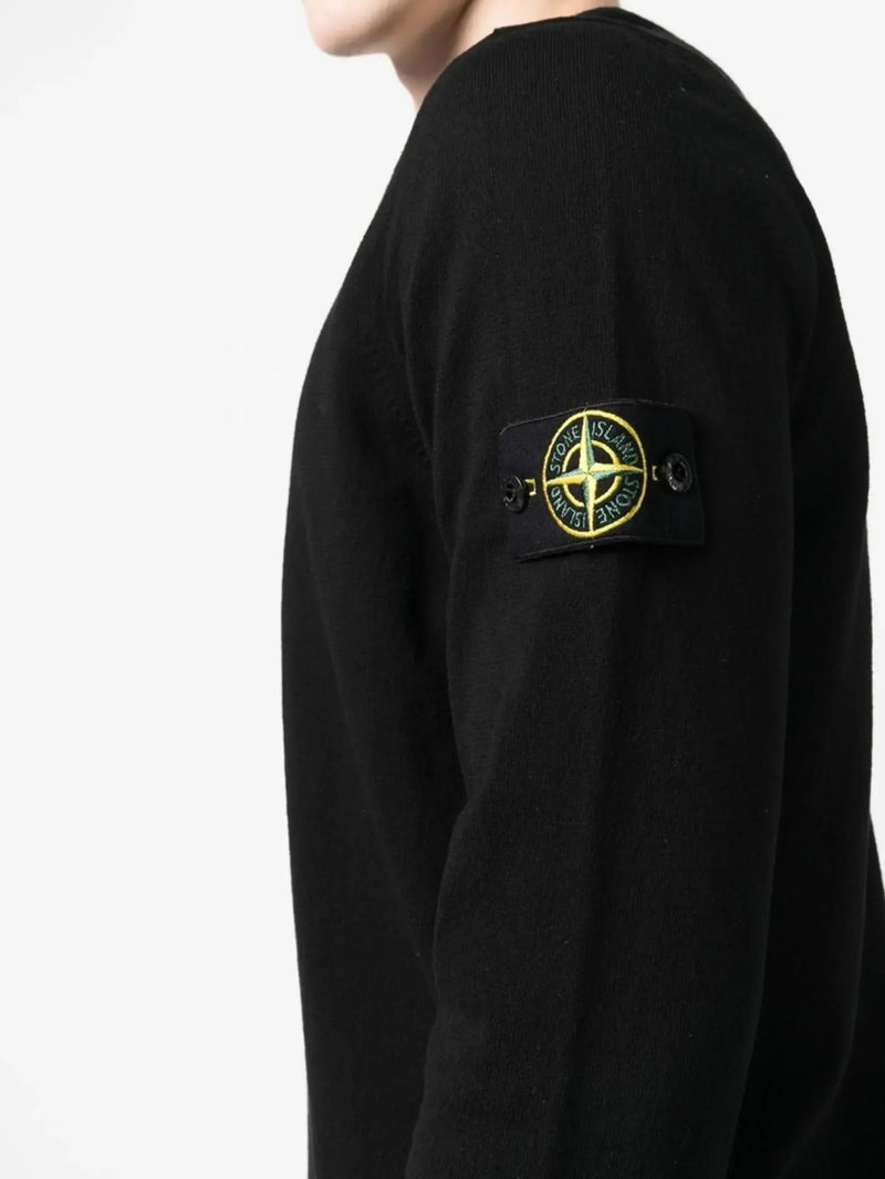 Stone Island Pull Col Rond Noir – vue 4