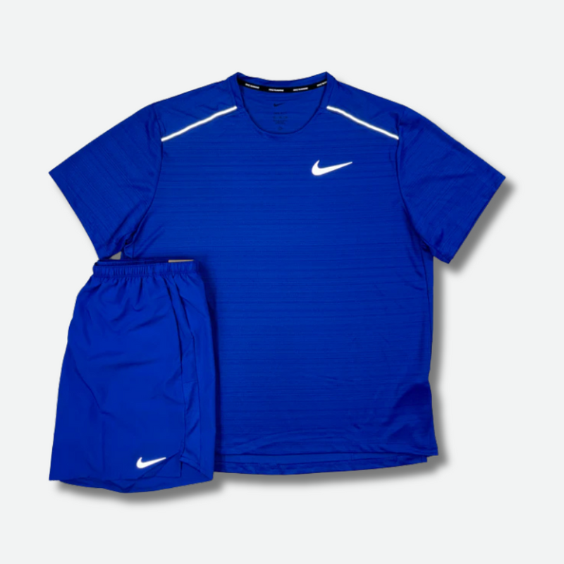 Ensemble short/t-shirt running Bleu – vue 1