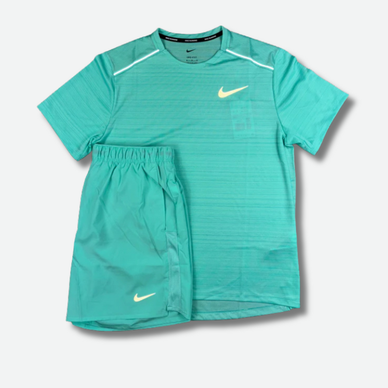 Ensemble short/t-shirt running Bleu turquoise – vue 1