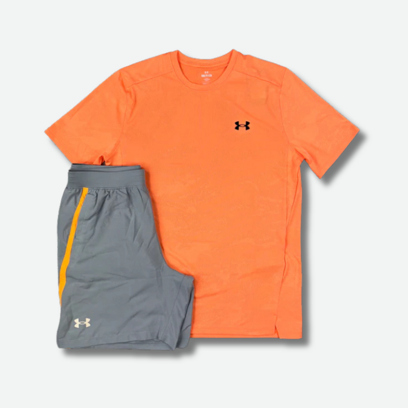 Ensemble short/t-shirt Under Armour orange – vue 1
