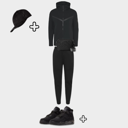 Outfit Tech Fleece Black + Casquette Offerte – vue 1
