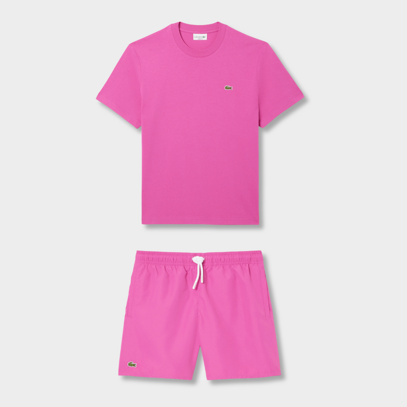 Ensemble short/t-shirt Lacoste Rose vif – vue 1