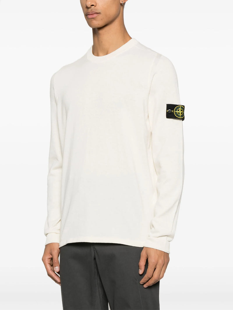 Stone Island Pull Col Rond Beige – vue 2