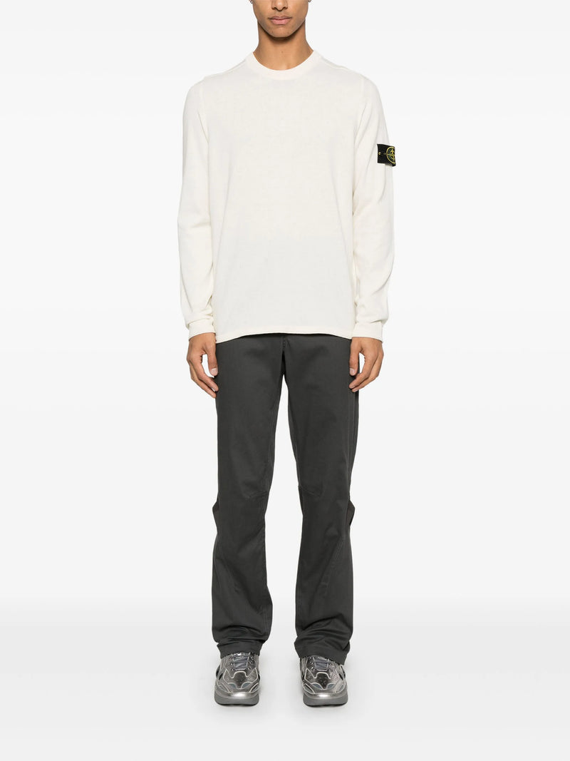 Stone Island Pull Col Rond Beige – vue 3