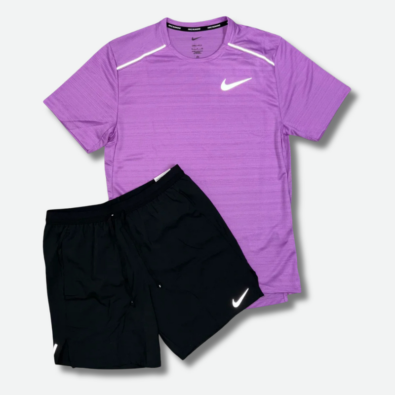Ensemble short/t-shirt running Violet – vue 1