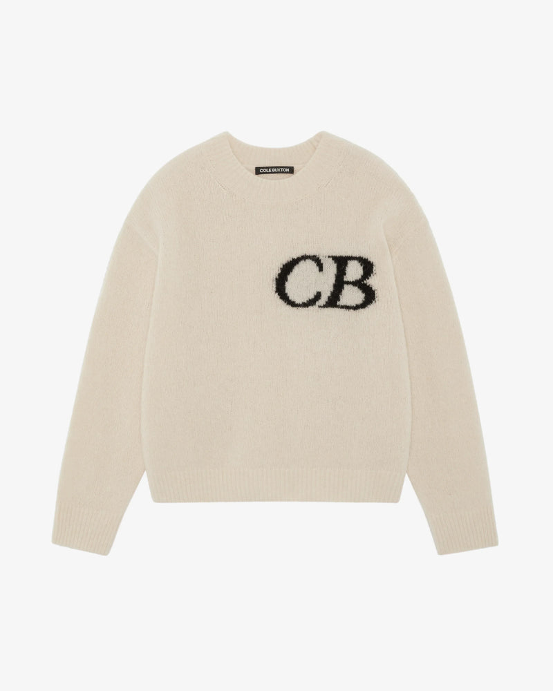 Pull CB Logo Knit Beige – vue 1