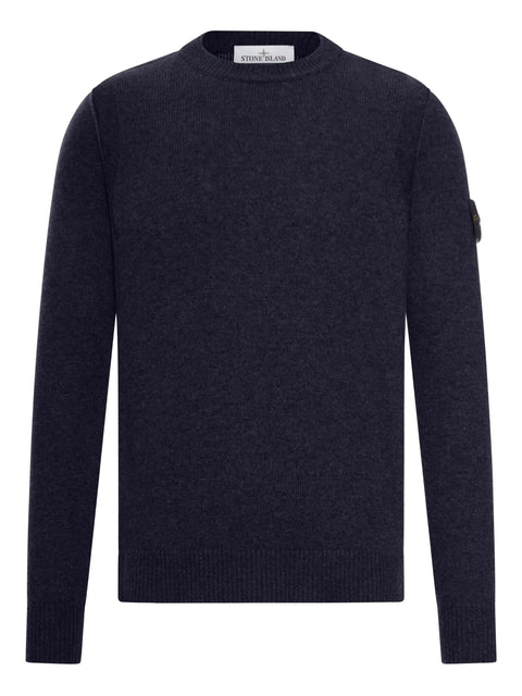Stone Island Pull Col Rond Bleu Marine