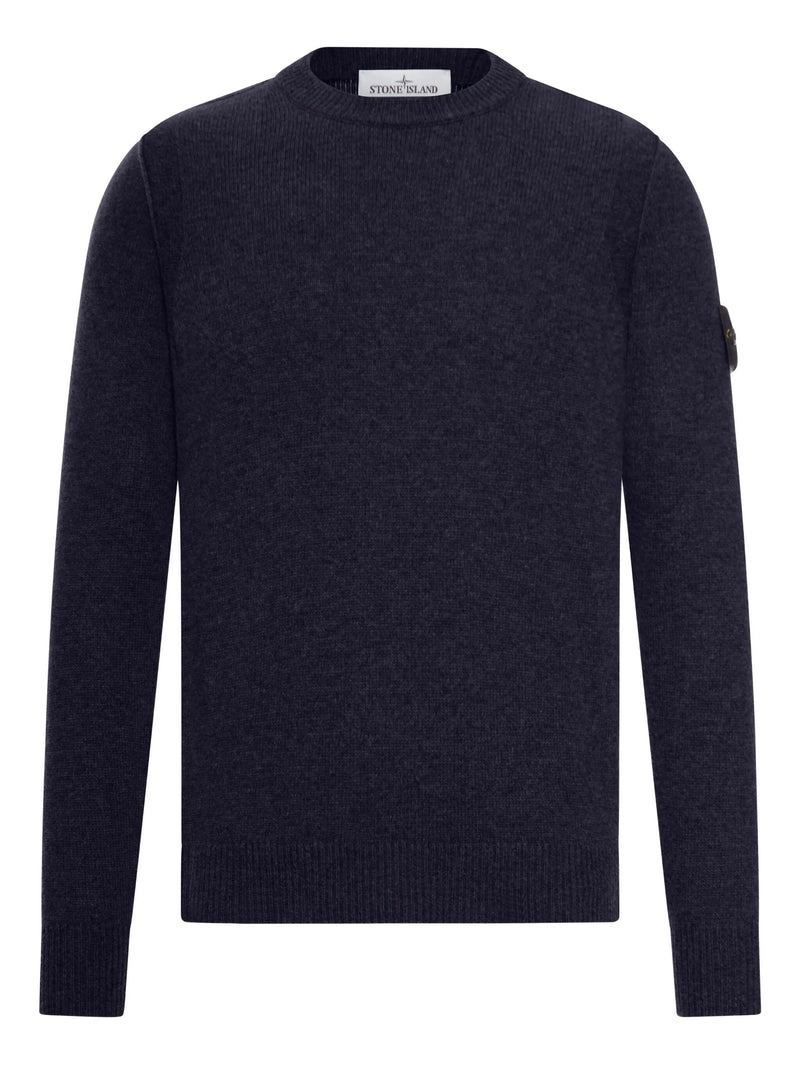 Stone Island Pull Col Rond Bleu Marine – vue 1