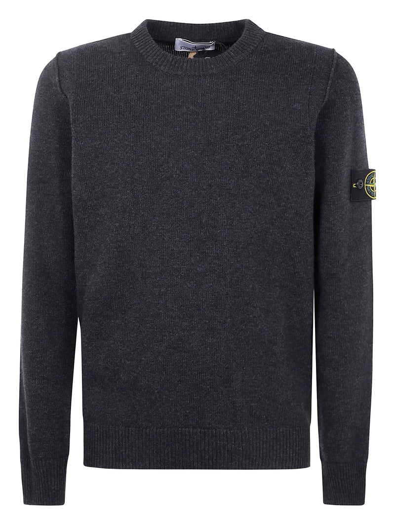 Stone Island Pull Col Rond Gris Foncé – vue 1