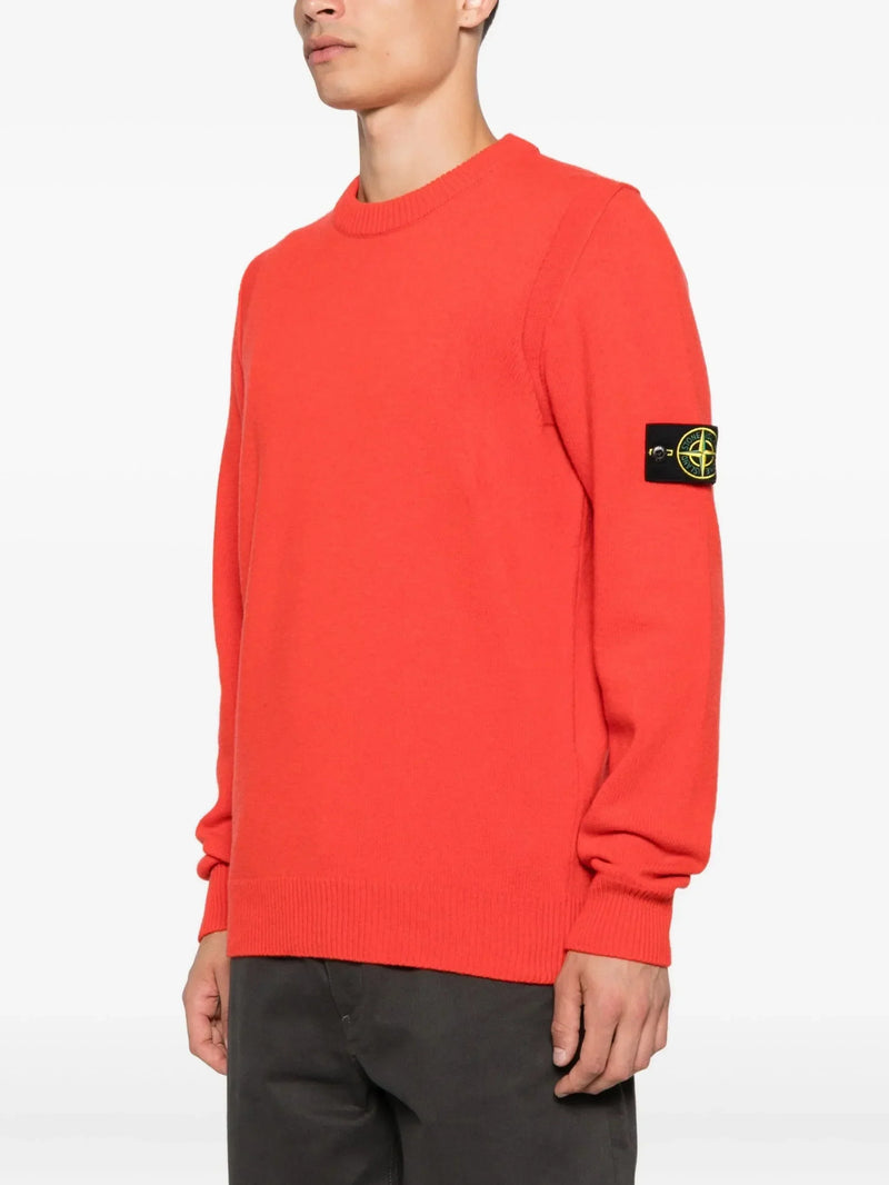 Stone Island Pull Col Rond Rouge – vue 2