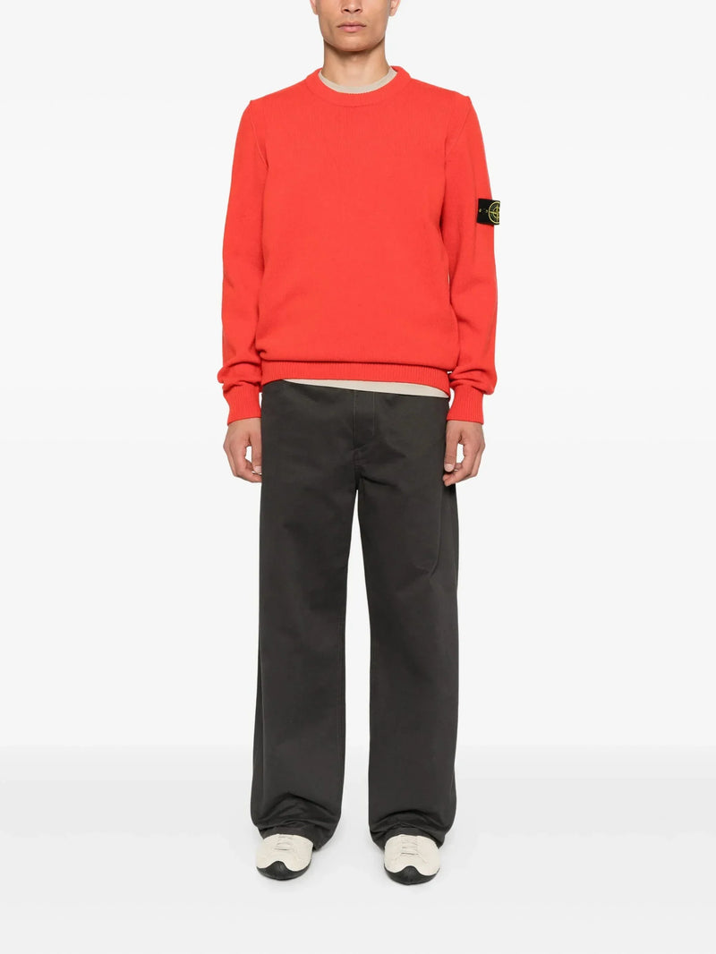 Stone Island Pull Col Rond Rouge – vue 3