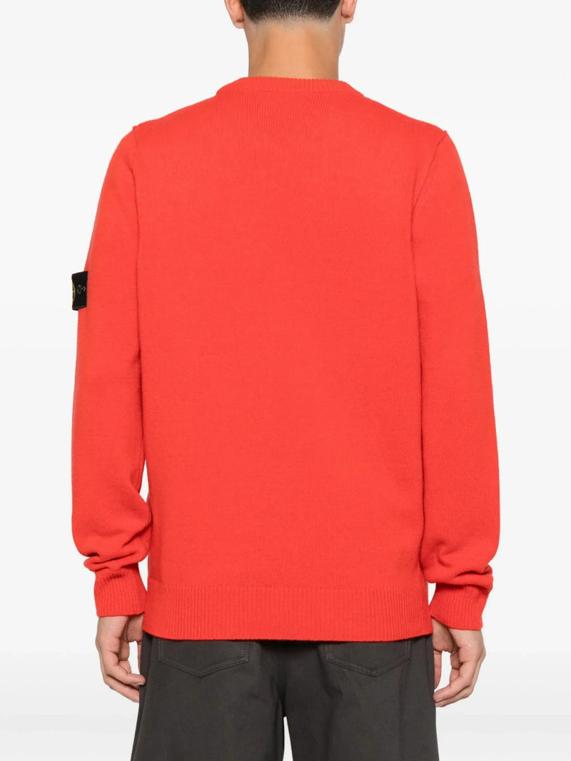 Stone Island Pull Col Rond Rouge – vue 4