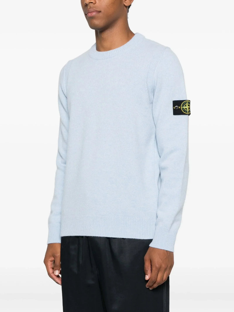 Stone Island Pull Col Rond Bleu – vue 2