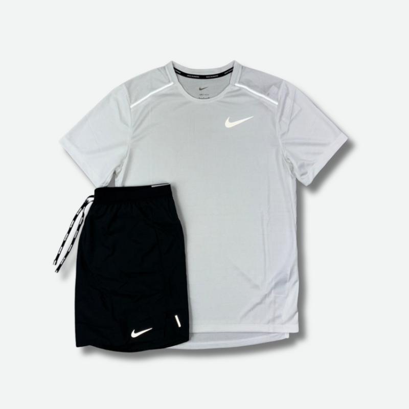 Ensemble short/t-shirt running Blanc – vue 1