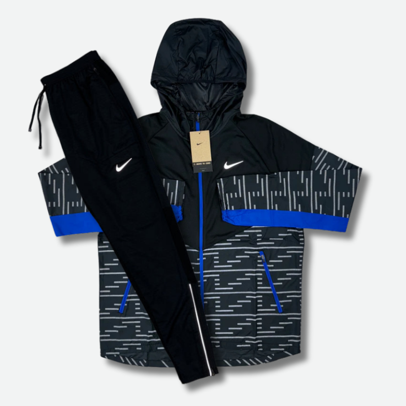 Ensemble survêtement running Noir et bleu – vue 1