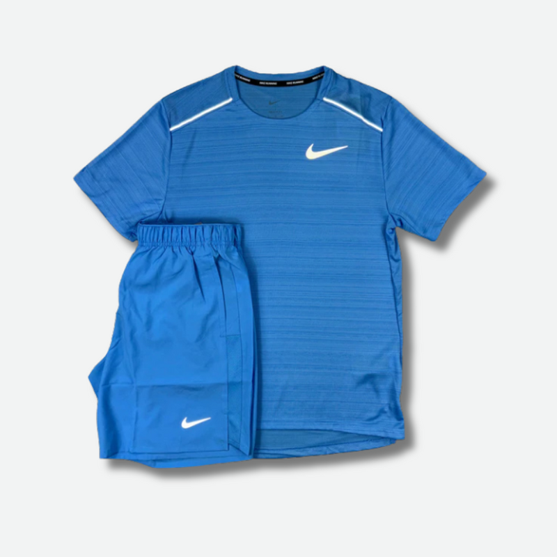 Ensemble short/t-shirt running Bleu clair – vue 1