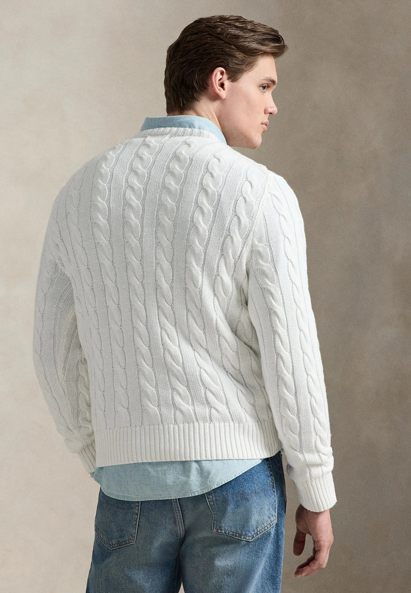 Pull Ralph Lauren En Laine Blanc – vue 3