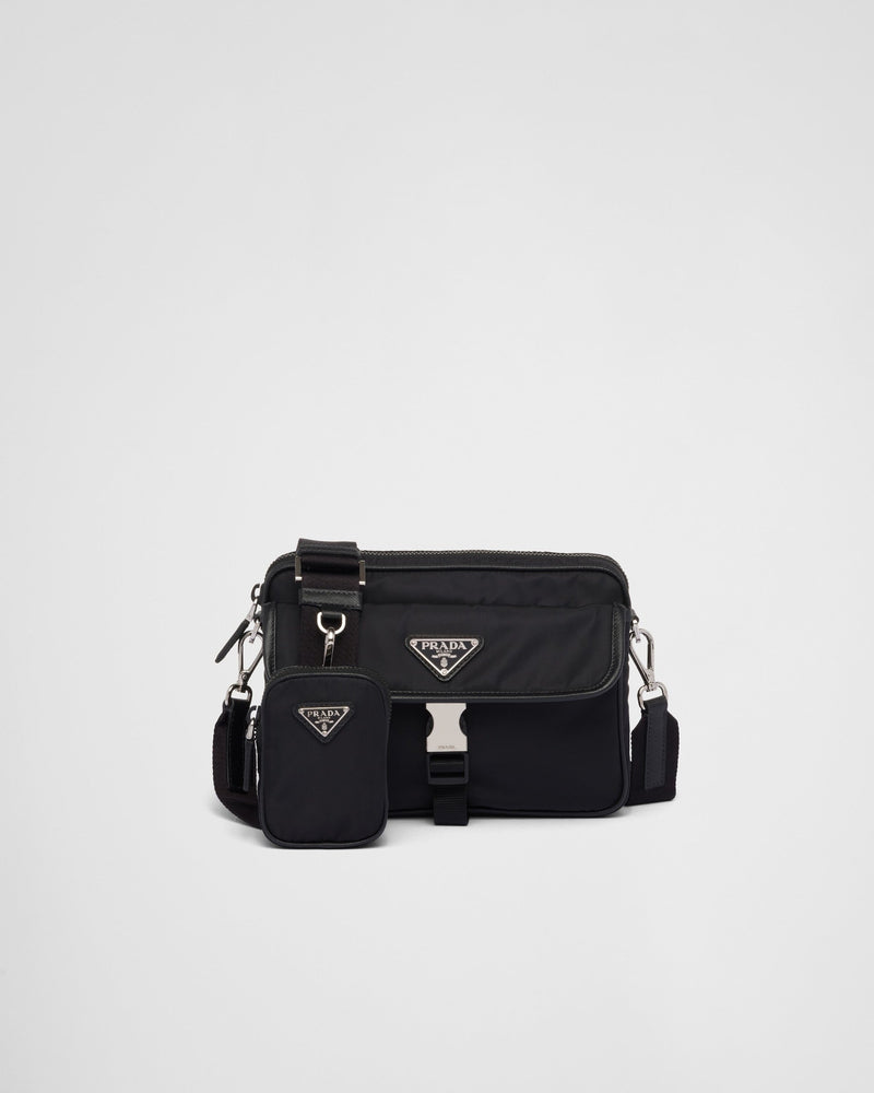 Sac porté épaule en Re-Nylon et cuir Saffiano – vue 1