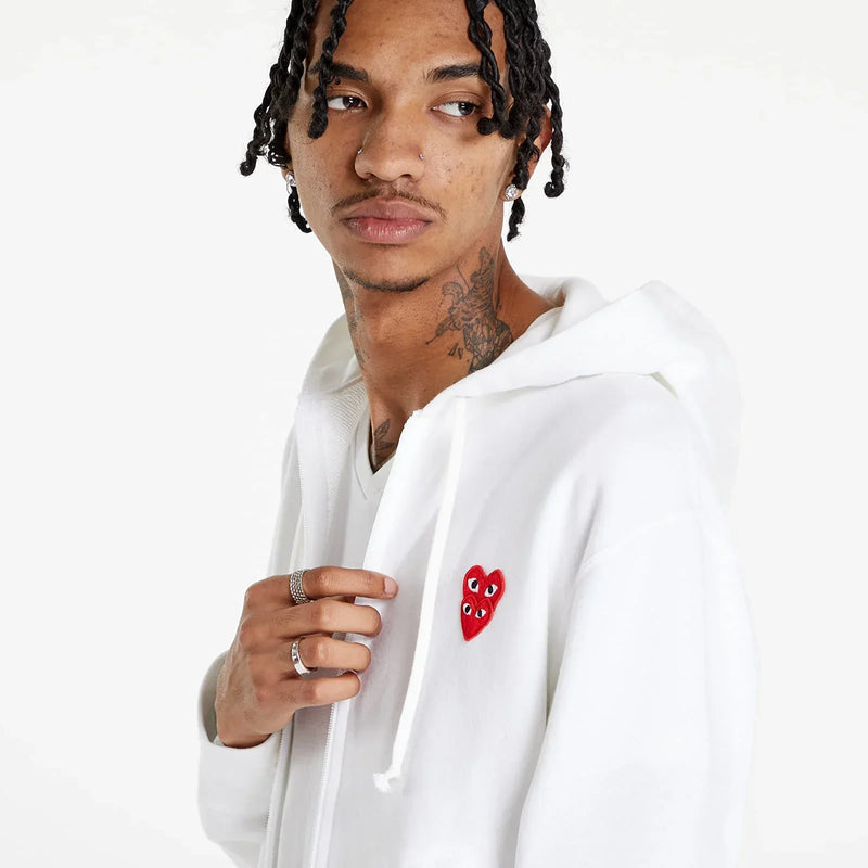 Sweat zippé CDG Avec Capuche Blanc – vue 2