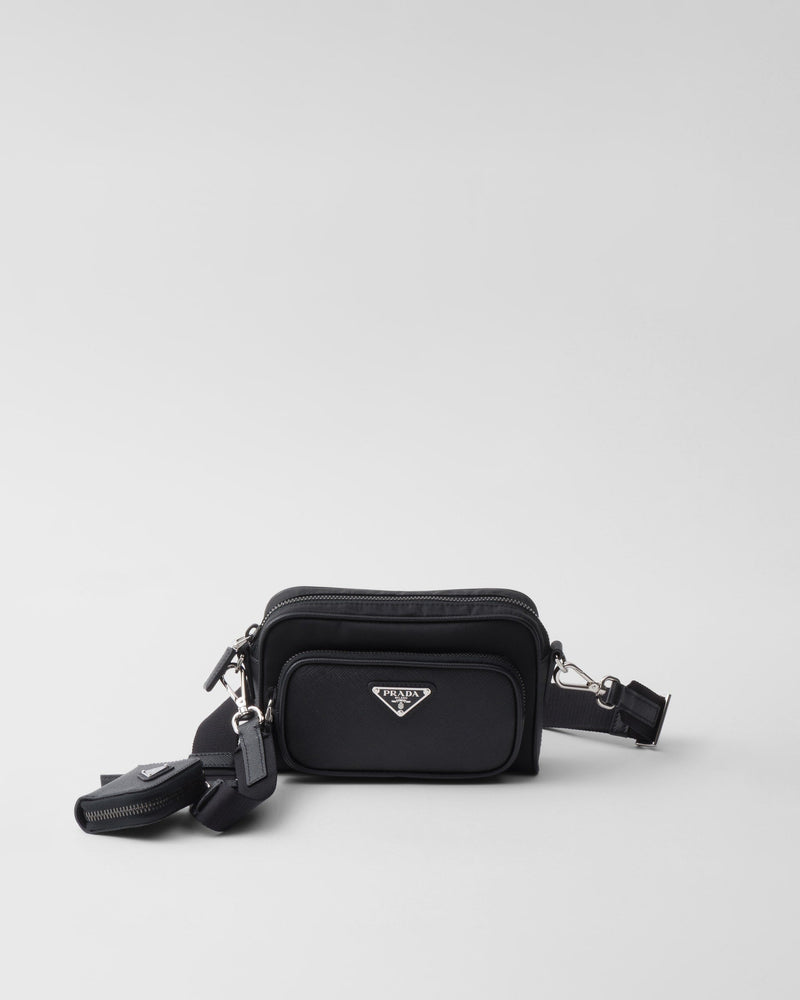Sac porté épaule en Re-Nylon et cuir Saffiano – vue 1