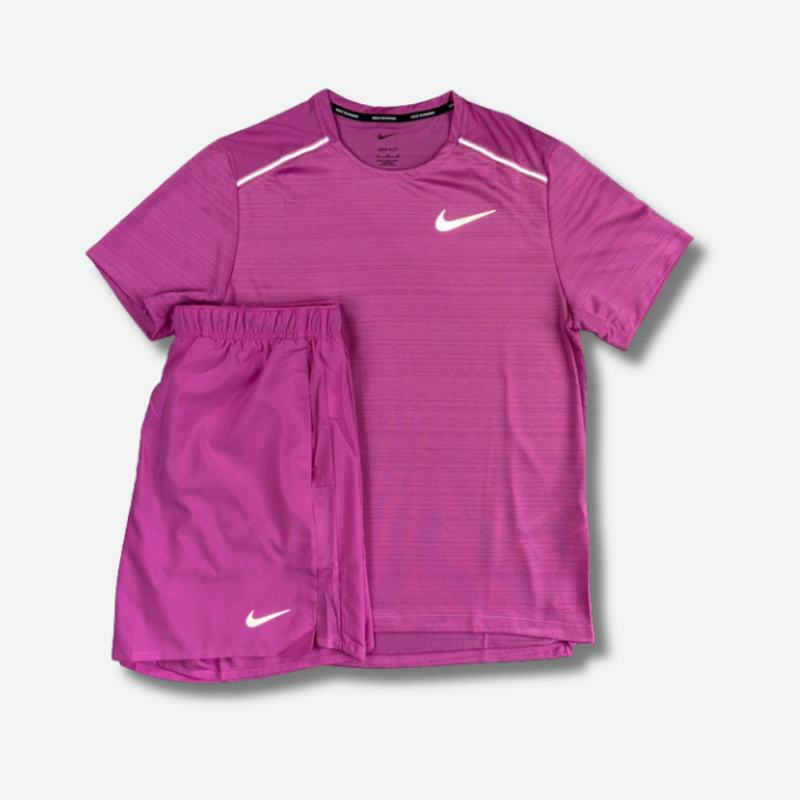 Ensemble short/t-shirt running Rose – vue 1