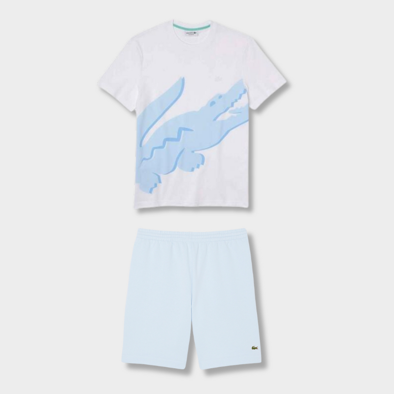 Ensemble short/t-shirt Lacoste Bleu et blanc – vue 1