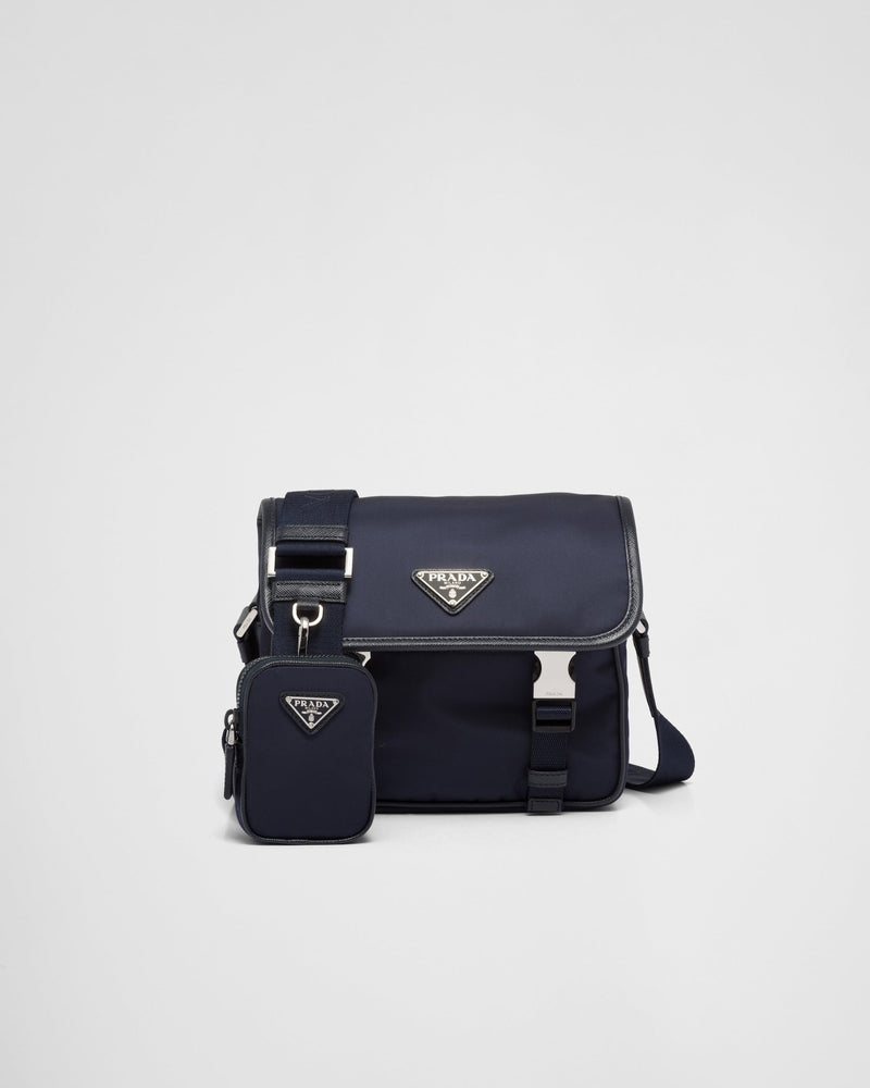 Sac porté épaule en Re-Nylon et cuir Saffiano – vue 1
