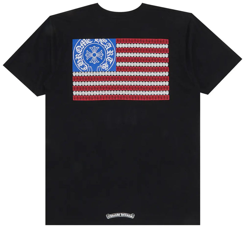 T-Shirt Chrome Heart Noir Drapeau US – vue 2