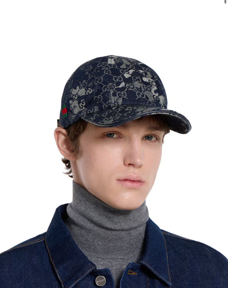 Casquette en denim GG avec détail bande Web – vue 3