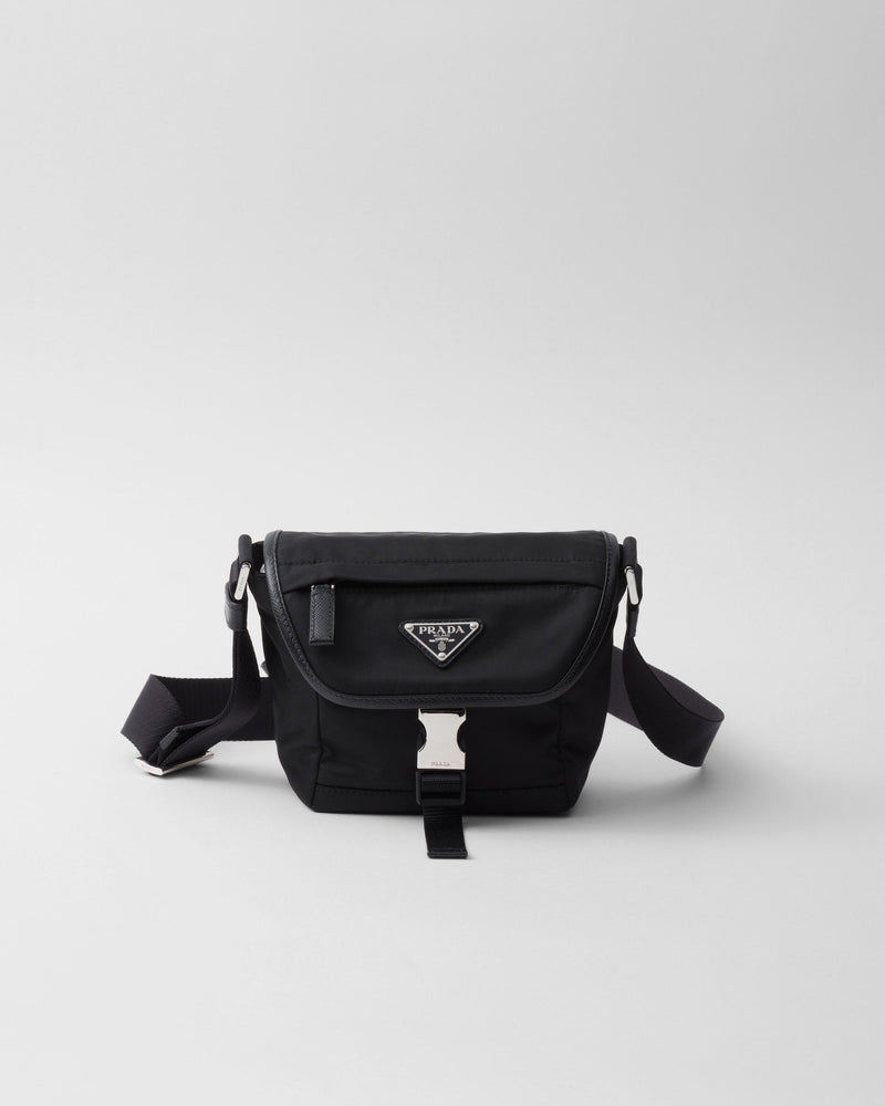 Sac porté épaule en Re-Nylon et cuir Saffiano – vue 1