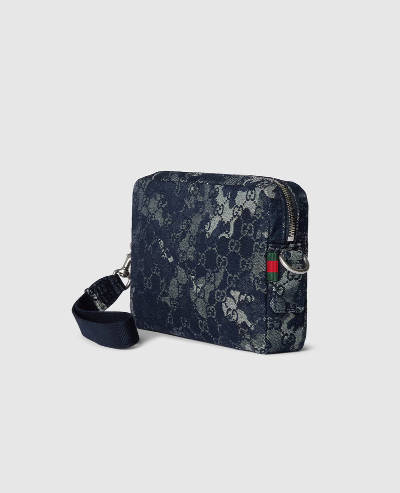 Sac à bandoulière en denim GG petit format – vue 2