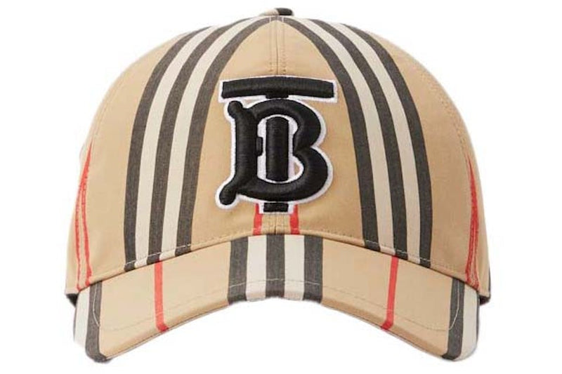 Casquette de baseball coton carreaux traditionnels monogramme beige – vue 1