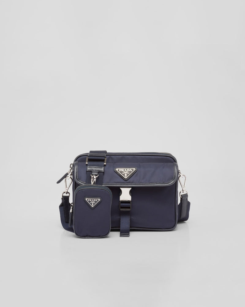 Sac porté épaule en Re-Nylon et cuir Saffiano – vue 1