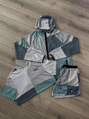 Ensemble Running Nike 3 Pièces — Bleu Gris & Turquoise