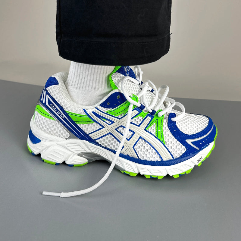 GEL Nimbus 16 — Blanc / Bleu roi / Vert fluo