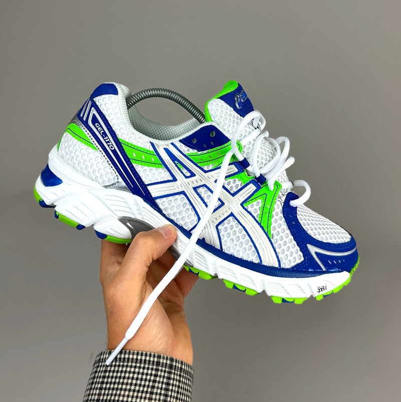 GEL Nimbus 16 — Blanc / Bleu roi / Vert fluo