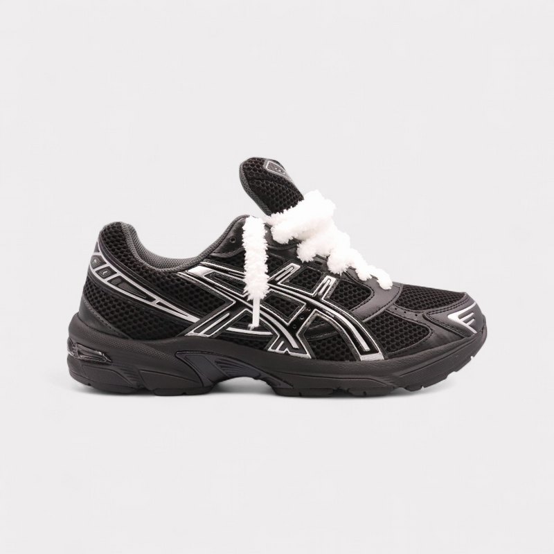 GEL-1130 Black Pure Silver - Fluffy Laces White – vue 1