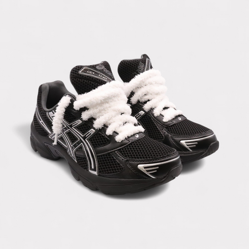GEL-1130 Black Pure Silver - Fluffy Laces White – vue 2