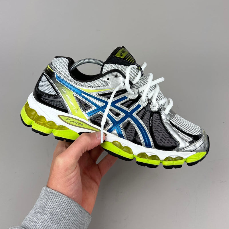 GEL Nimbus 16 — Blanc / Bleu roi / Jaune fluo