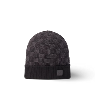 Bonnet et Écharpe Neo Petit Damier Gris Foncé