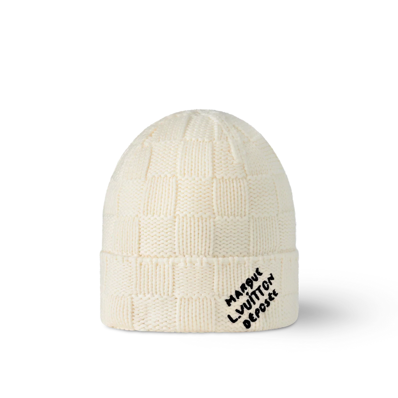 Bonnet et Écharpe Damier Snug Crème – vue 1