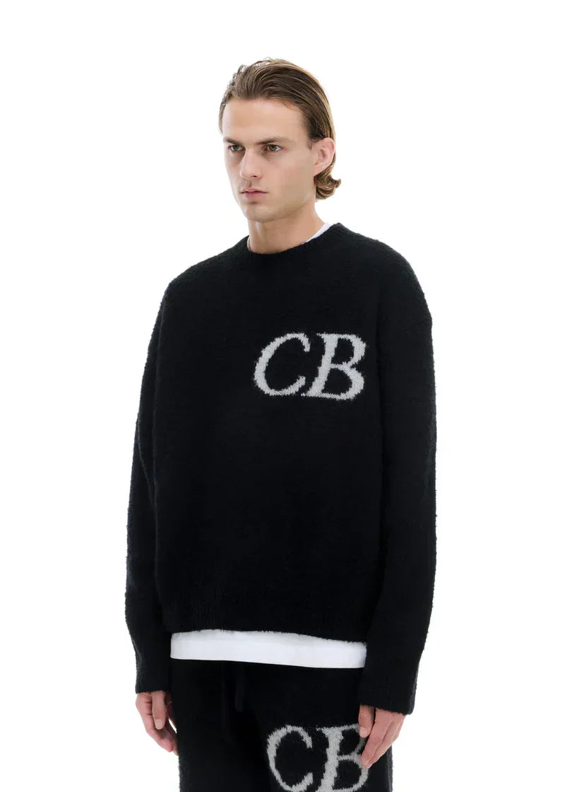 Pull CB Logo Knit Noir – vue 4