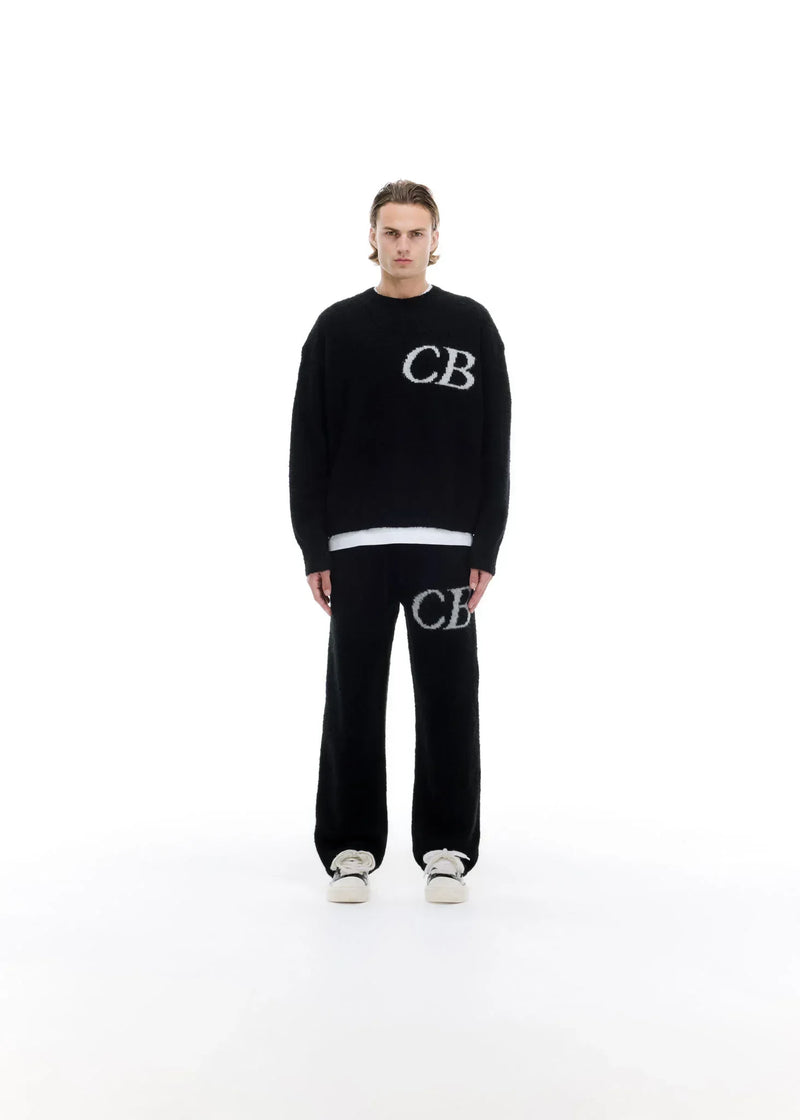 Pull CB Logo Knit Noir – vue 3