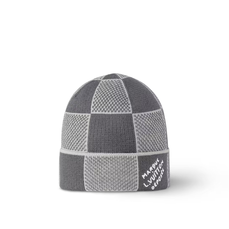 Bonnet et Écharpe Damier Heritage Gris – vue 1